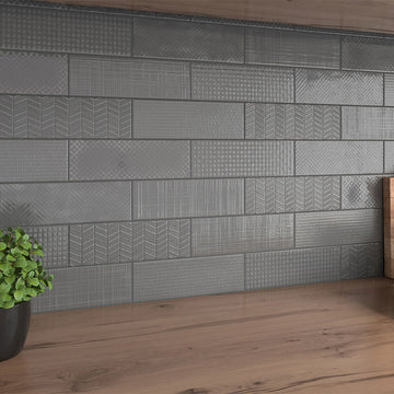 Graphite 3D Mix, 4" x 12" Ceramic Tile | Kitchen and Wall Tile by MSI