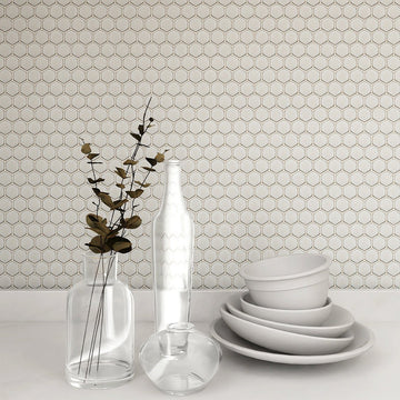 Hex Crystal White, Hexagon Porcelain Tile | Fujiwa Pool Tile