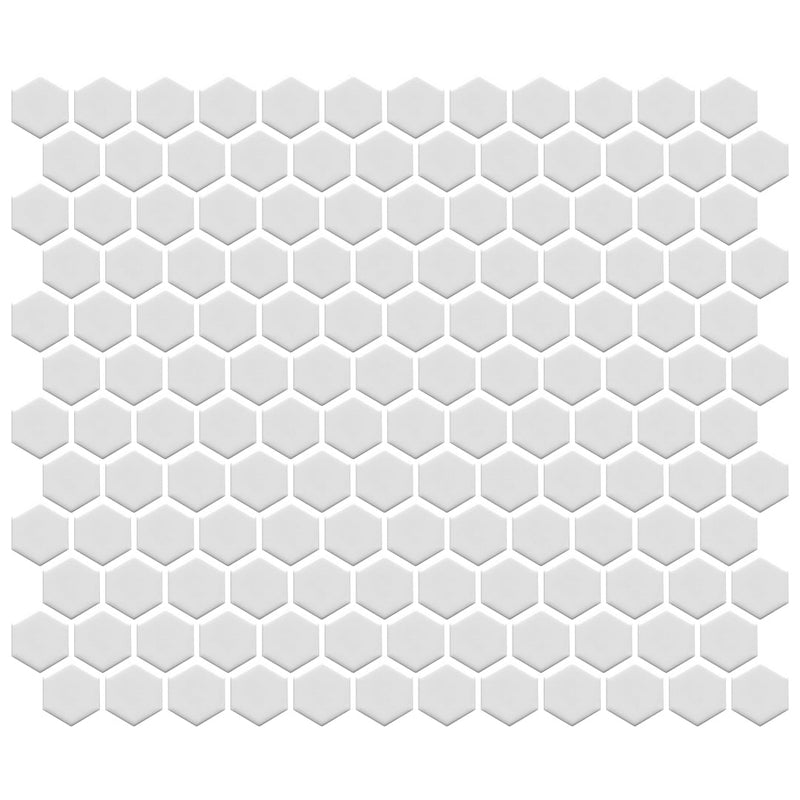 Matte White, Hexagon Porcelain Tile | Fujiwa Pool Tile