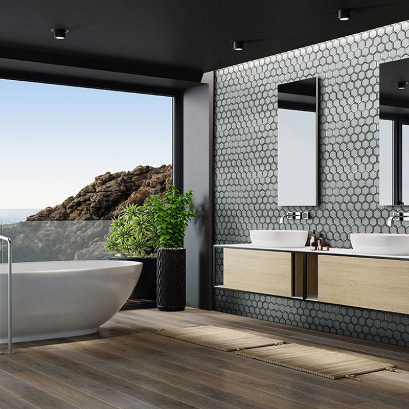 Ice Beveled 3", Hexagon Mosaic Glass Tile | Kitchen & Bathroom Tile