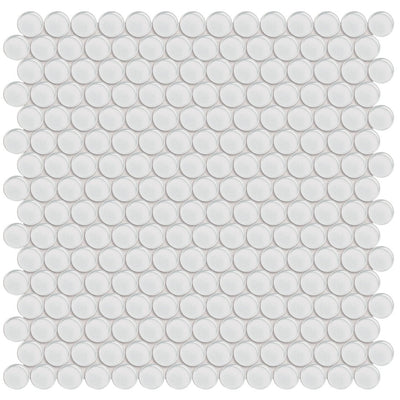 Ice, Penny Round Mosaic | ANAELEMPNRDICE | Aquatica Glass Tile
