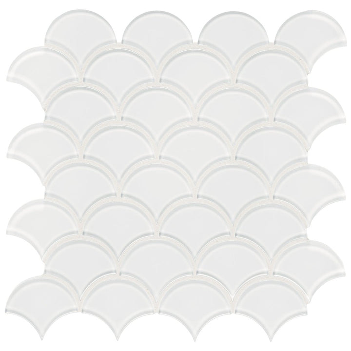 Ice, Scallop Glass Tile | Tesoro Backsplash & Wall Tile