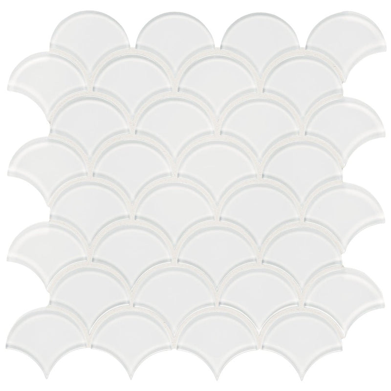 Ice, Scallop Glass Tile | Tesoro Backsplash & Wall Tile