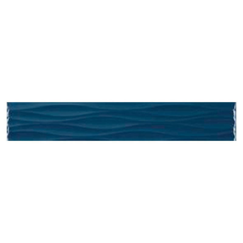 Krea Deep Sea Ripple Deco, 4" x 16" Ceramic Tile | Backsplash Tile