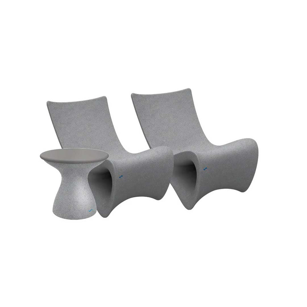 Ledge Lounger Classic Luxury Chair Duo Bundle - In-Pool & Patio Furniture (2 Autograph Chairs & Side Table) - Gray Granite with Gray Lid