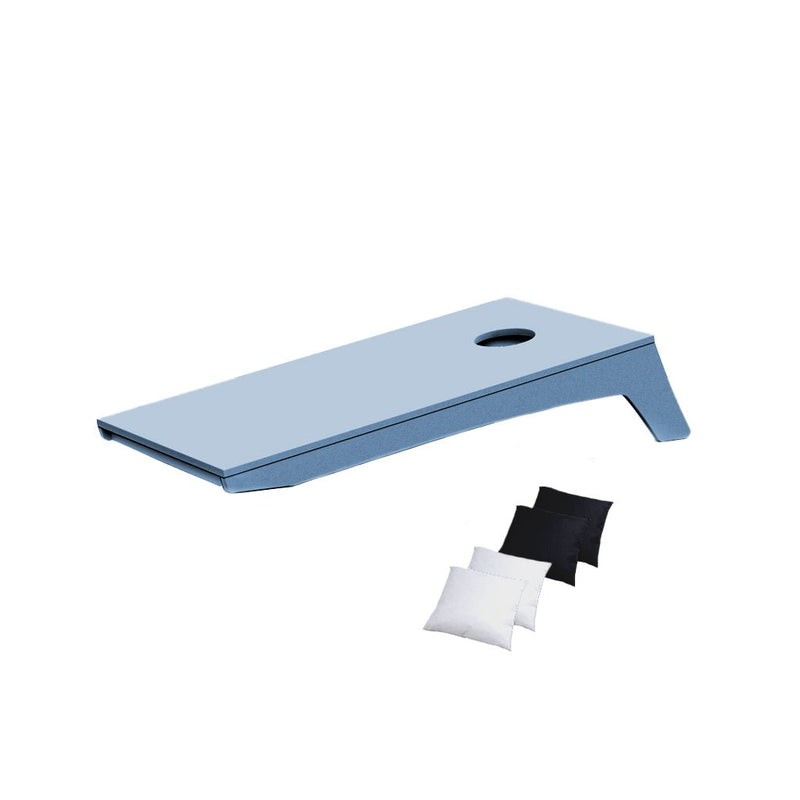 Ledge Lounger Cornhole Game | Sky Blue Board with White and Black Bags | Luxury Outdoor Games