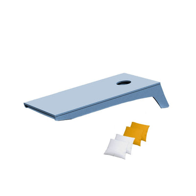 Ledge Lounger Cornhole Game | Sky Blue Board with White and Yellow Bags | Luxury Outdoor Games