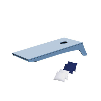 Ledge Lounger Cornhole Game | Sky Blue Board with White and Royal Blue Bags | Luxury Outdoor Games