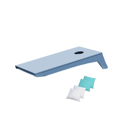 Ledge Lounger Cornhole Game | Sky Blue Board with White and Baby Blue Bags | Luxury Outdoor Games