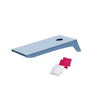 Ledge Lounger Cornhole Game | Sky Blue Board with White and Pink Bags | Luxury Outdoor Games