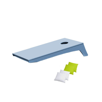 Ledge Lounger Cornhole Game | Sky Blue Board with White and Lime Green Bags | Luxury Outdoor Games