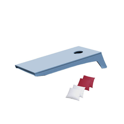 Ledge Lounger Cornhole Game | Sky Blue Board with White and Scarlet Bags | Luxury Outdoor Games