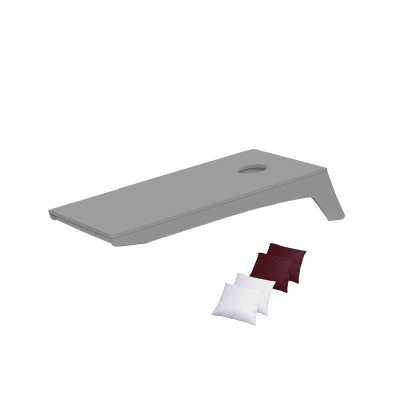 Ledge Lounger Cornhole Game | Gray Board with White and Maroon Bags | Luxury Outdoor Games