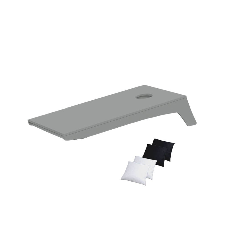 Ledge Lounger Cornhole Game | Gray Board with White and Black Bags | Luxury Outdoor Games