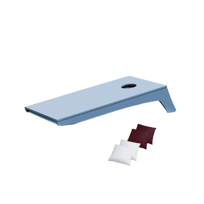 Ledge Lounger Cornhole Game | Sky Blue Board with White and Maroon Bags | Luxury Outdoor Games