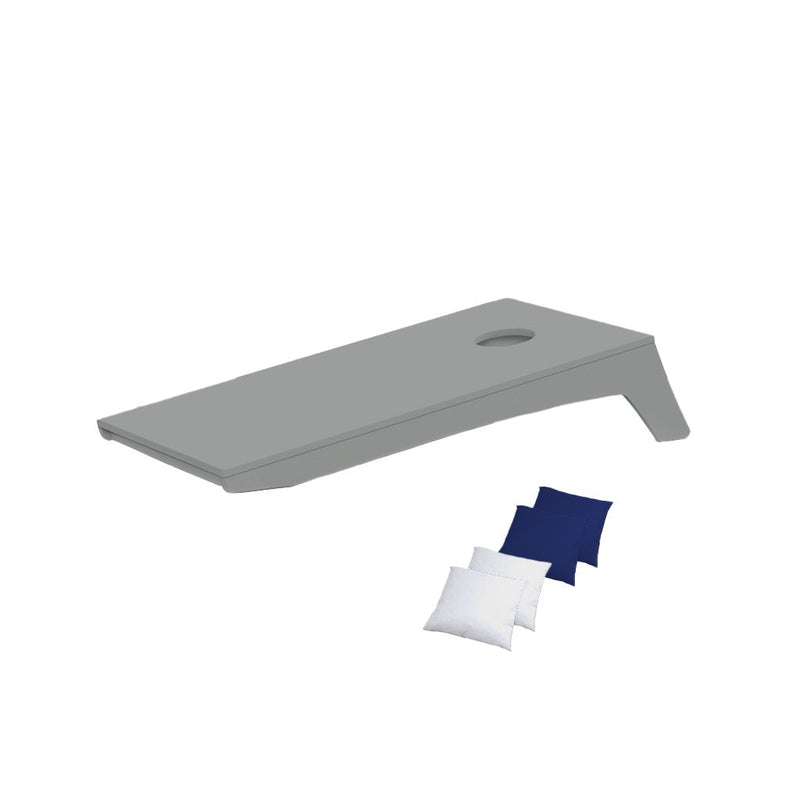 Ledge Lounger Cornhole Game | Gray Board with White and Royal Blue Bags | Luxury Outdoor Games