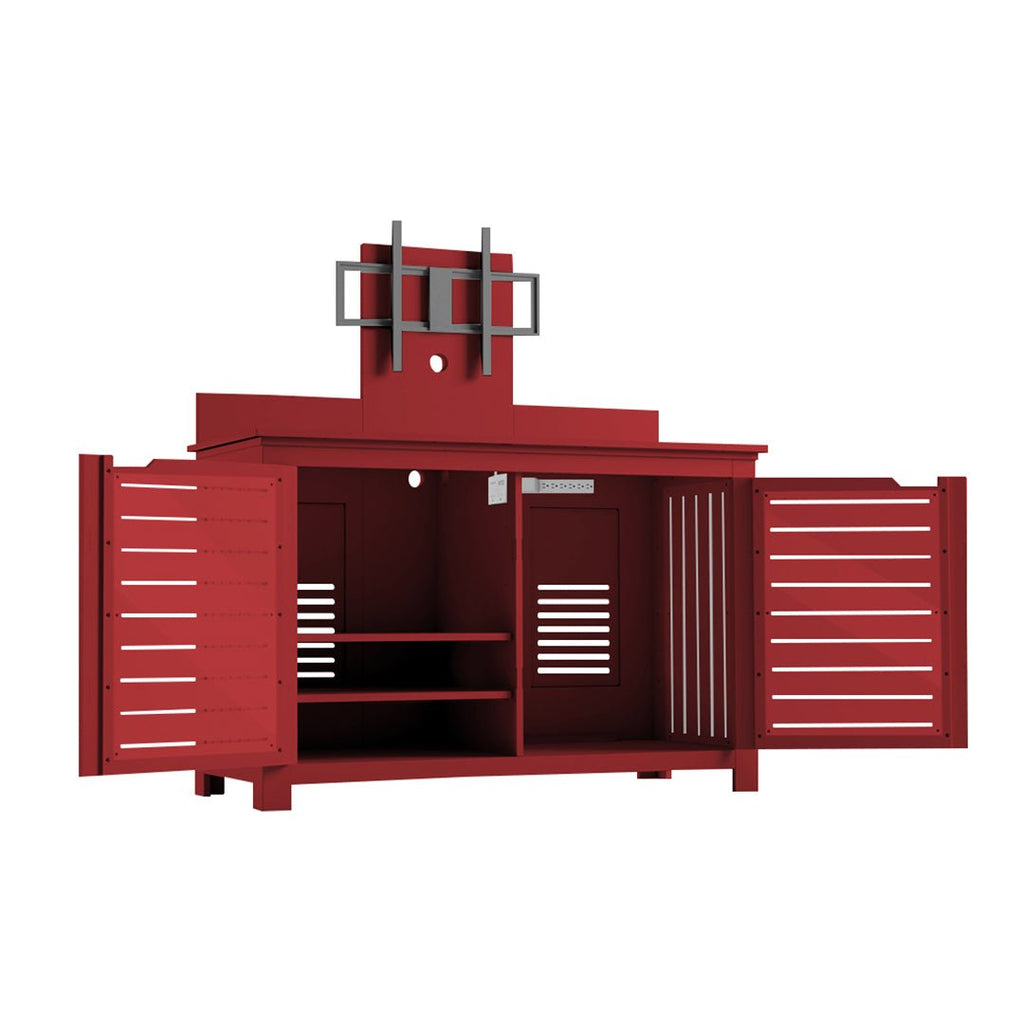 Ledge Lounger Mainstay Bar Credenza | Outdoor Entertainment Center | With TV Mount, Red