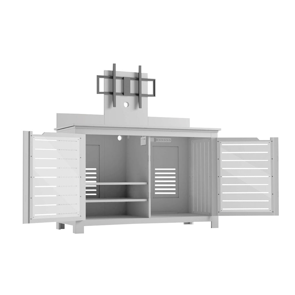 Ledge Lounger Mainstay Bar Credenza | Outdoor Entertainment Center | With TV Mount, White
