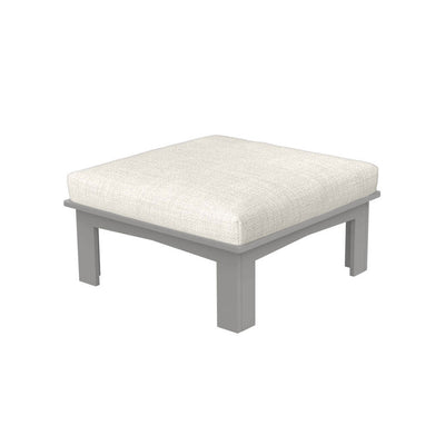 Ledge Lounger Mainstay Sectional Ottoman | Luxury Patio Furniture - Gray resin with White Fabric