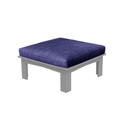 Ledge Lounger Mainstay Sectional Ottoman | Luxury Patio Furniture - Gray resin with Captain Navy Fabric