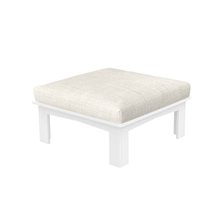 Ledge Lounger Mainstay Sectional Ottoman | Luxury Patio Furniture - White resin with White Fabric
