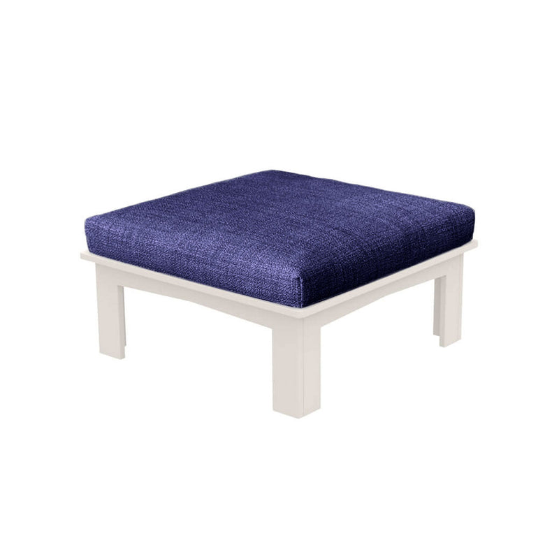 Ledge Lounger Mainstay Sectional Ottoman | Luxury Patio Furniture - Cloud resin with Navy Fabric