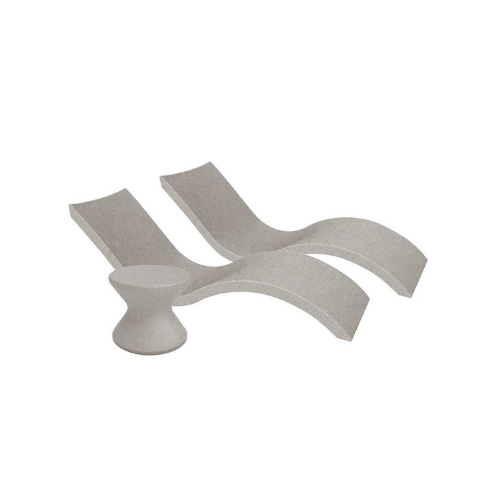 Ledge Lounger Outdoor Oasis Bundle - In-Pool & Patio Furniture (2 Signature Chaise Loungers & Side Table) - Sandstone without umbrella hole
