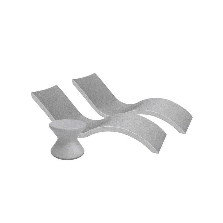 Ledge Lounger Outdoor Oasis Bundle - In-Pool & Patio Furniture (2 Signature Chaise Loungers & Side Table) - Gray Granite without umbrella hole