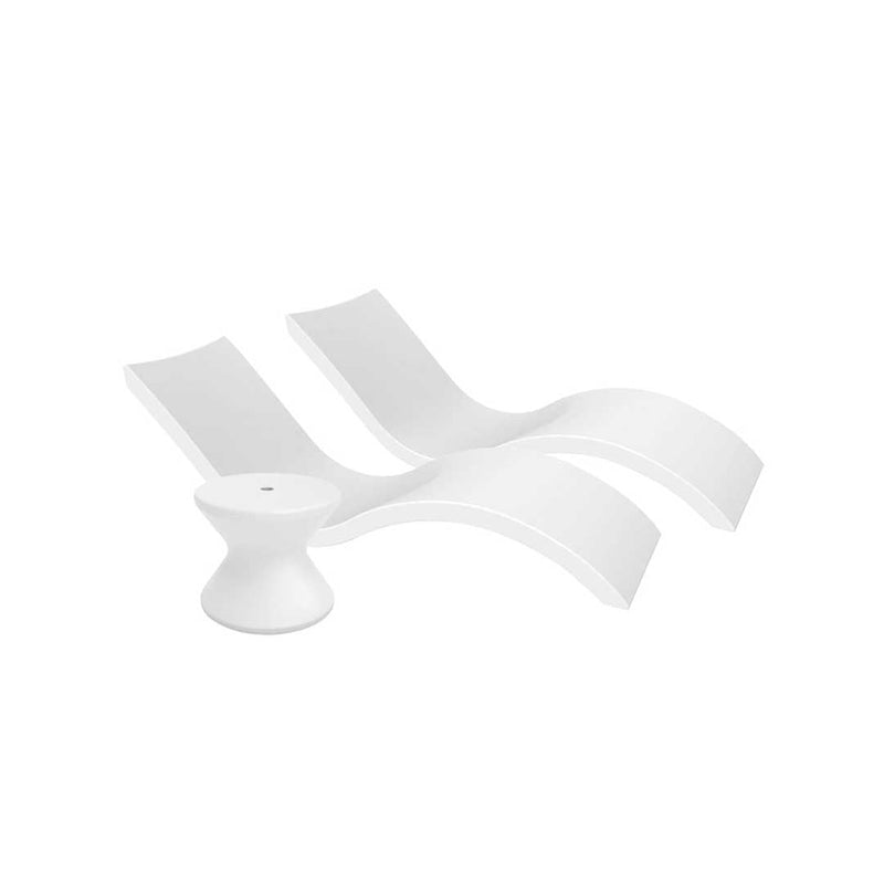Ledge Lounger Outdoor Oasis Bundle - In-Pool & Patio Furniture (2 Signature Chaise Loungers & Side Table) - White with umbrella hole