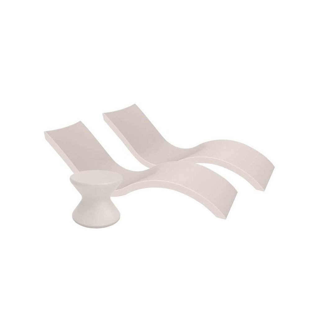Ledge Lounger Outdoor Oasis Bundle - In-Pool & Patio Furniture (2 Signature Chaise Loungers & Side Table) - Cloud without umbrella hole