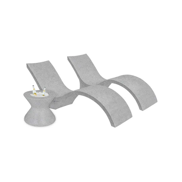 Ledge Lounger Outdoor Oasis Deep Bundle - In-Pool & Patio Furniture (2 Signature Deep Chaise Loungers & Tall Side Table) - Gray Granite