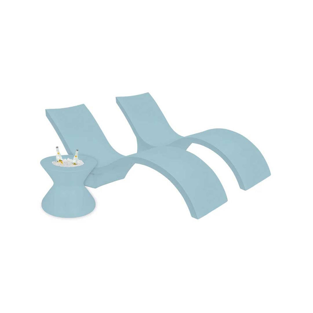 Ledge Lounger Outdoor Oasis Deep Bundle - In-Pool & Patio Furniture (2 Signature Deep Chaise Loungers & Tall Side Table) - Frost