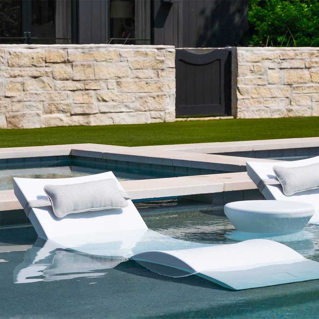 Ledge Lounger Outdoor Paradise Bundle - In-Pool & Patio Furniture (2 Signature Chaise Loungers, 2 Headrest Pillows, & Side Table)