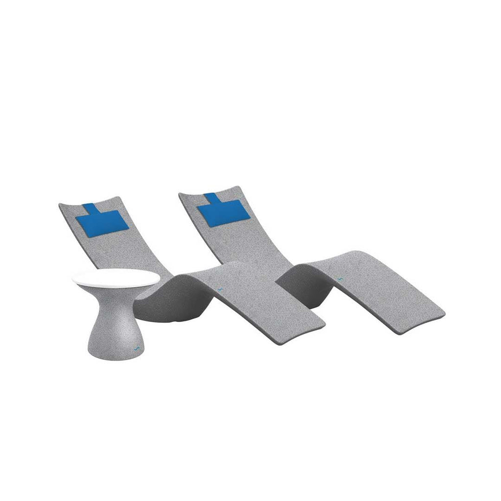Resort Luxury Outdoor Paradise In-Pool Furniture Bundle, 2x Granite Gray Autograph Chaises, 2x Capri Headrest Pillows, Granite Gray with White Lid Side Table 
