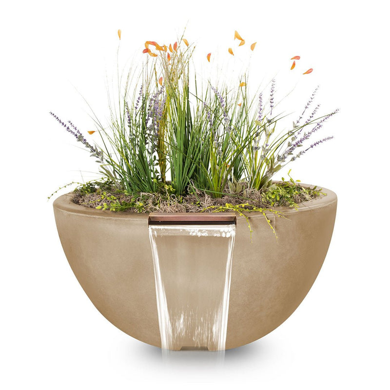 Luna Round Planter & Water Bowl, GFRC Concrete | Water Feature - Brown