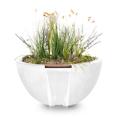 Luna Round Planter & Water Bowl, GFRC Concrete | Water Feature - Limestone