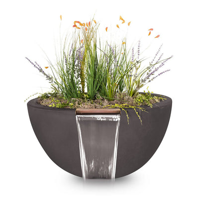 Luna Round Planter & Water Bowl, GFRC Concrete | Water Feature - Chestnut