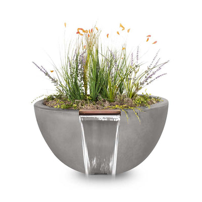 Luna Round Planter & Water Bowl, GFRC Concrete | Water Feature - Natural Gray