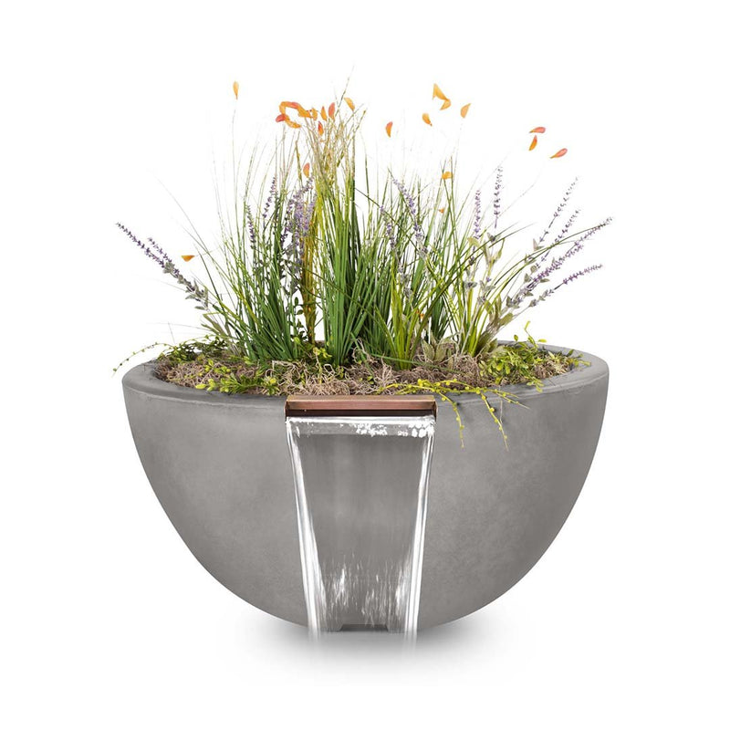 Luna Round Planter & Water Bowl, GFRC Concrete | Water Feature - Natural Gray