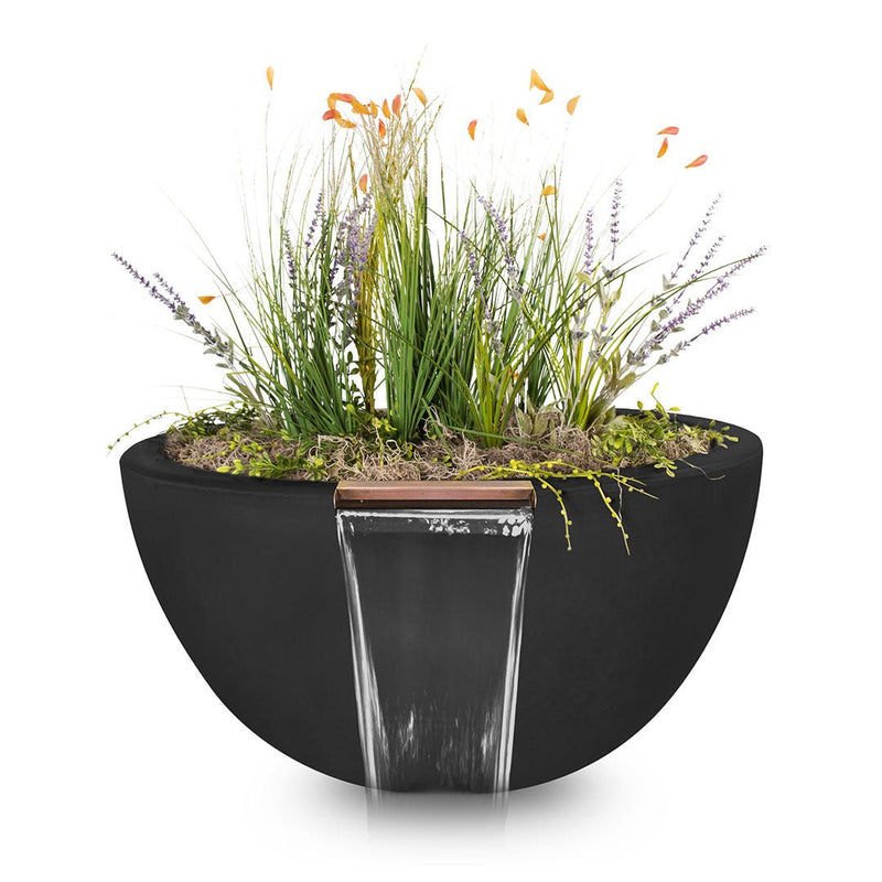 Luna Round Planter & Water Bowl, GFRC Concrete | Water Feature - Black