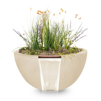 Luna Round Planter & Water Bowl, GFRC Concrete | Water Feature - Vanilla