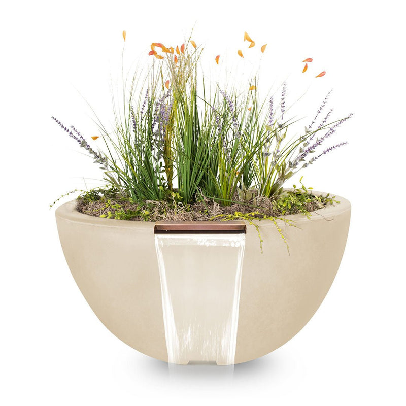 Luna Round Planter & Water Bowl, GFRC Concrete | Water Feature - Vanilla