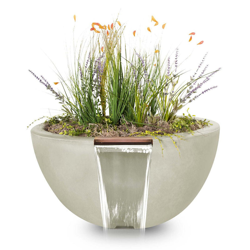 Luna Round Planter & Water Bowl, GFRC Concrete | Water Feature - Ash
