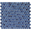 Marble Blue, Penny Round Mosaic - Porcelain Tile