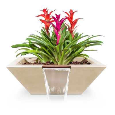 Maya Square Planter & Water Bowl, GFRC Concrete | Water Feature - Vanilla