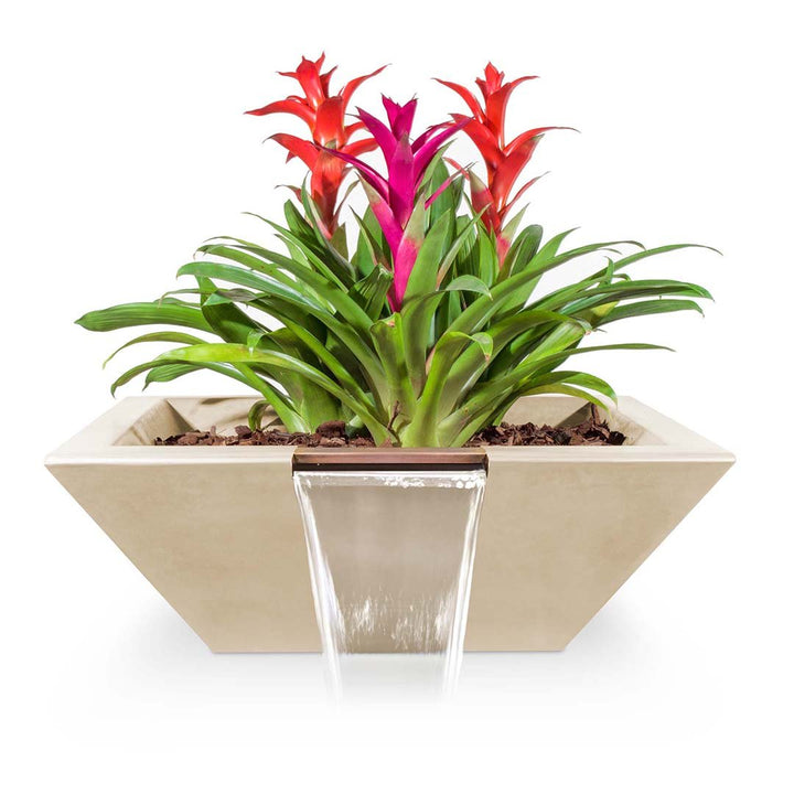 Maya Square Planter & Water Bowl, GFRC Concrete | Water Feature - Vanilla