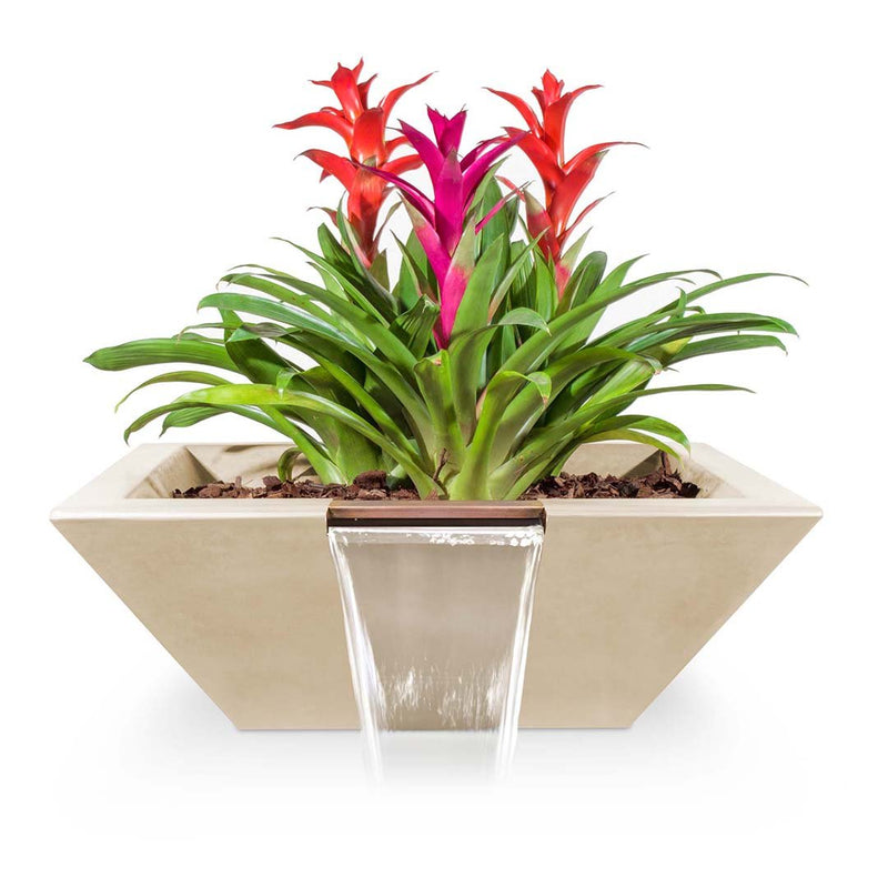 Maya Square Planter & Water Bowl, GFRC Concrete | Water Feature - Vanilla