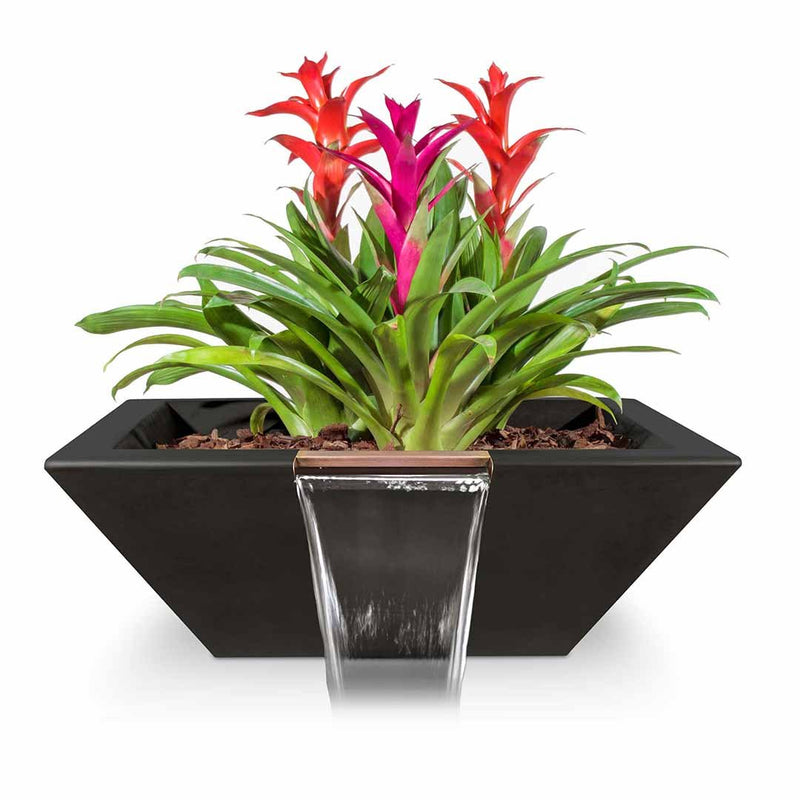 Maya Square Planter & Water Bowl, GFRC Concrete | Water Feature - Black