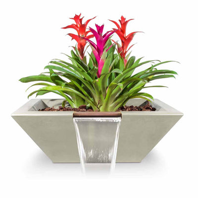 Maya Square Planter & Water Bowl, GFRC Concrete | Water Feature - Ash
