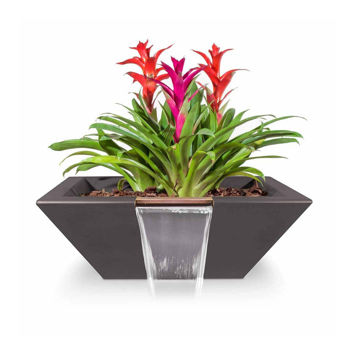 Maya Square Planter & Water Bowl, GFRC Concrete | Water Feature - Chestnut